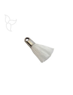 Pompon en tissu blanc avec embout par 20 pièces