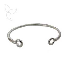 Open bracelet with hanging ring silver plated