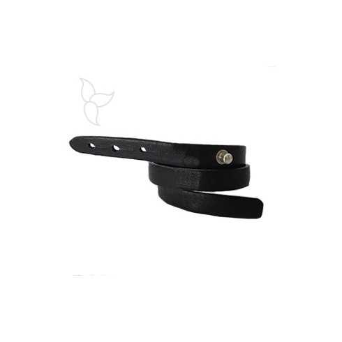 Black leather double round band with rivet ready for bracelet