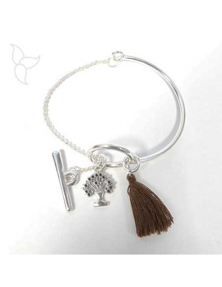 Bracelet demi jonc plaqué argent rond et barre T