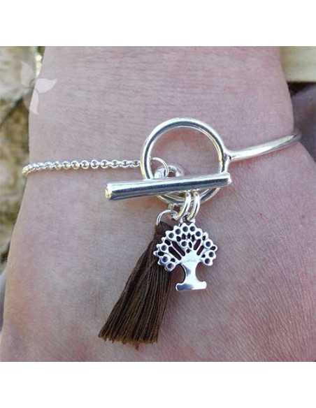 Bracelet demi jonc plaqué argent rond et barre T
