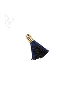 Navy blue small coton tassel with golden terminal