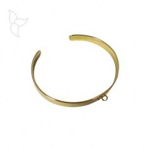 Opened golden fine bracelet 6 mm with hanging ring