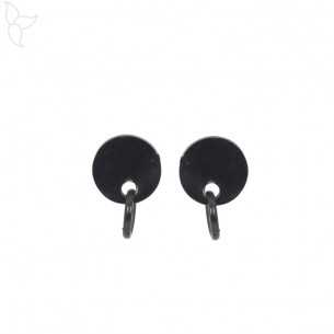 boucle d'oreilles rondes avec anneau en corne de buffle noir par 2 paires