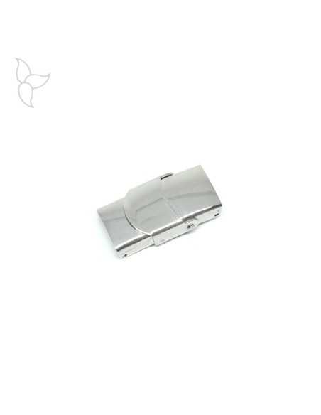 Fermoir clip acier cuir 10 mm