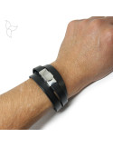 Fermoir clip acier cuir 10 mm