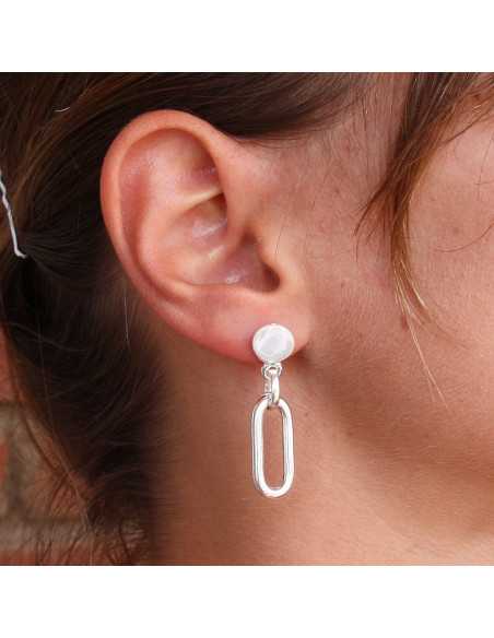 Boucle d'oreille ronde avec anneau plaquée argent
