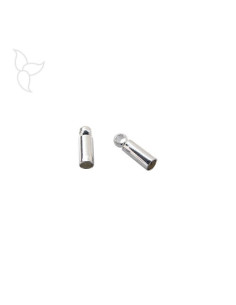 Embout tube rond argenté trou 1.90 mm avec anneau
