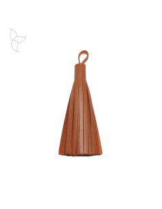 Pompon cuir camel 10 cm