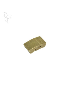 Rectangular old gold color clasp flat leather 10 mm