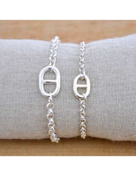Bracelet maille marine sur chaîne