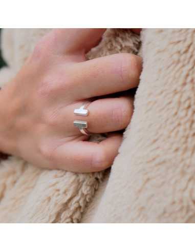 Bague barres parallèles " Jupiter" plaqué argent 10 microns