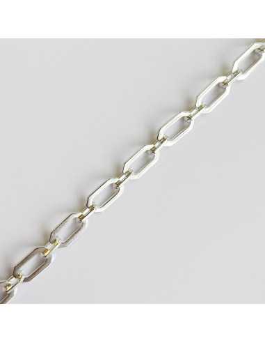 Chaine maille ovale biseauté 16.5mm x 9mm plaqué argent10 microns