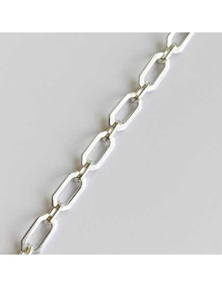 Chaine maille ovale biseauté 16.5mm x 9mm plaqué argent10 microns