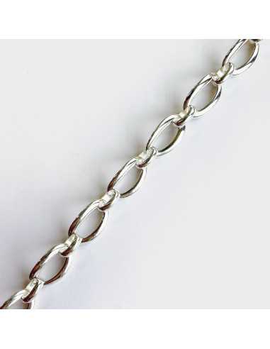 Chaîne maille ovale incurvé 24mm x 15mm plaqué argent 10 microns