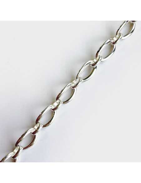 Chaîne maille ovale incurvé 24mm x 15mm plaqué argent 10 microns