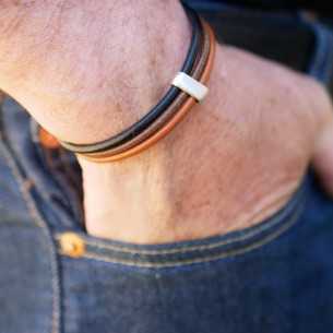 Bracelet trois rangs cuir rond