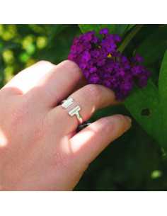 Bague barres parallèles " Jupiter" plaqué argent 10 microns 2