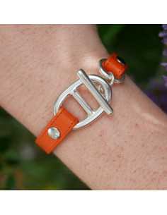 Bracelet maille marine cuir plat 2