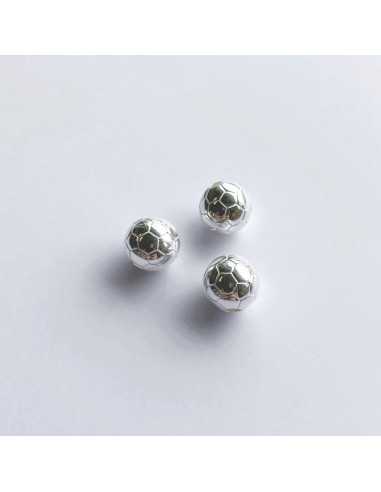 Perle 10 mm ballon de football plaqué argent 10 microns vendu par 10