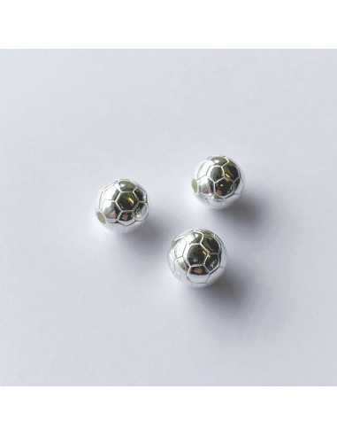 Perle 10 mm ballon de football plaqué argent 10 microns vendu par 10