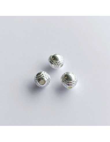 Perle 10 mm boule de pétanque plaqué argent 10 microns vendu par 10