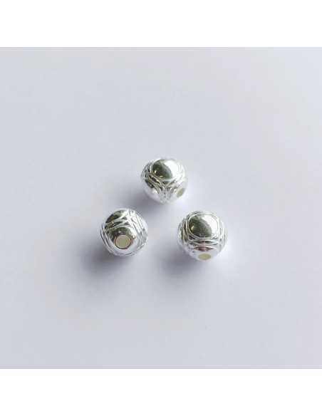 Perle 10 mm boule de pétanque plaqué argent 10 microns vendu par 10