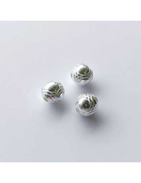 Perle 10 mm boule de pétanque plaqué argent 10 microns vendu par 10