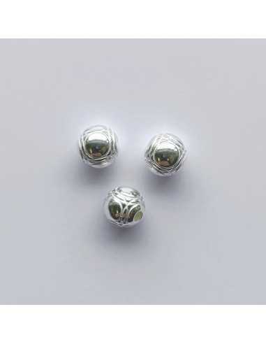 Perle 10 mm boule de pétanque plaqué argent 10 microns vendu par 10