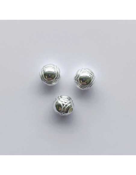 Perle 10 mm boule de pétanque plaqué argent 10 microns vendu par 10