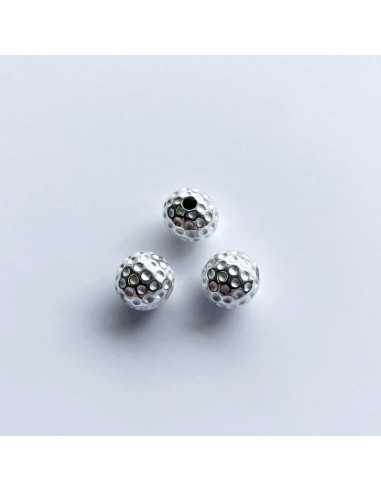 Perle 10 mm balle de golf plaquée argent 10 microns vendu par 10