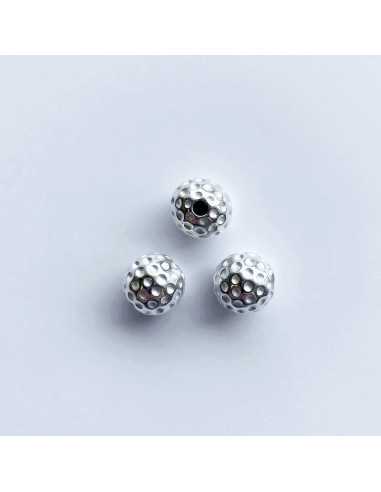Perle 10 mm balle de golf plaquée argent 10 microns vendu par 10