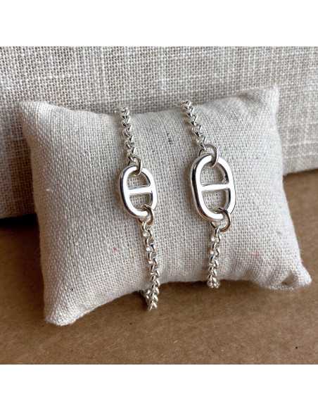 Bracelet maille marine sur chaîne