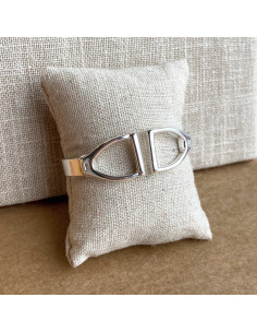 Silver plated opened double stirrup bracelet