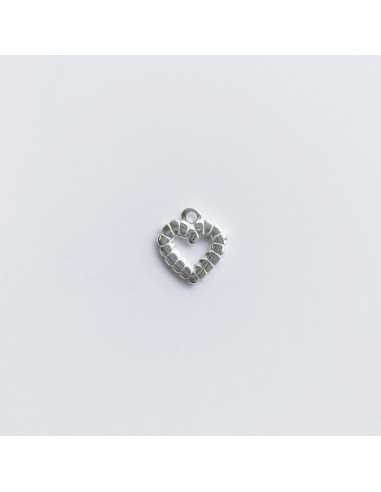 Pendentif breloque cœur billes plaqué argent 10 microns / 10 pièces