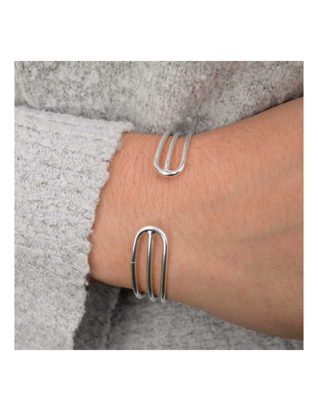 Bracelet En Argent Sterling Trois Rangs Avec Perles - Occasion - Style Vintage