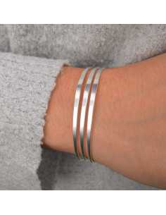 Three-row adjustable flat silver plated bracelet 10 microns/ 1pc
