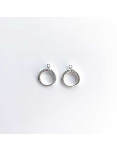 Montures de boucles d'oreilles avec anneaux plaqué argent 10 microns / 5 paires