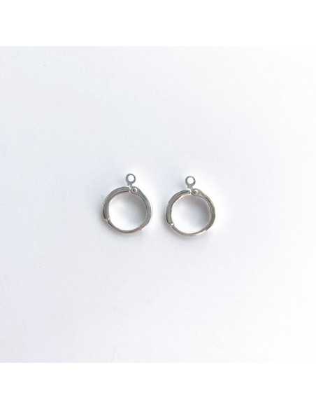 Montures de boucles d'oreilles avec anneaux plaqué argent 10 microns / 5 paires