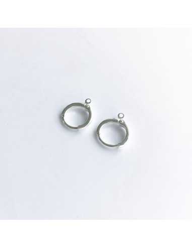 Montures de boucles d'oreilles avec anneaux plaqué argent 10 microns / 5 paires