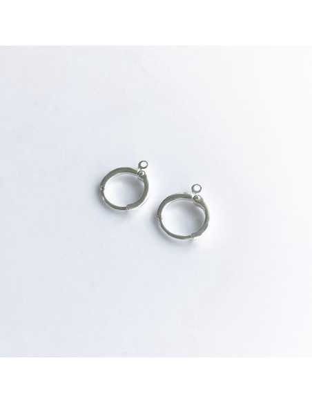 Montures de boucles d'oreilles avec anneaux plaqué argent 10 microns / 5 paires