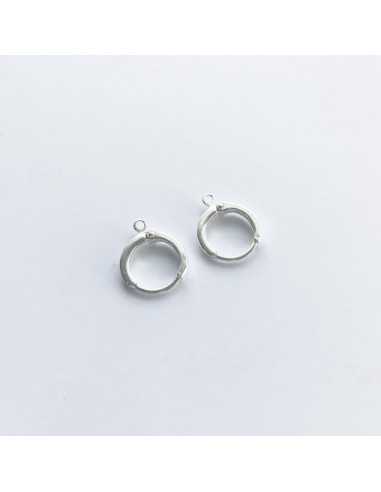 Montures de boucles d'oreilles avec anneaux plaqué argent 10 microns / 5 paires