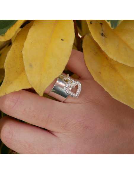 Pendentif breloque cœur billes plaqué argent 10 microns / 10 pièces