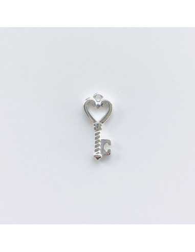 Pendentif clef avec cœur plaqué argent 10 microns par 10 pièces
