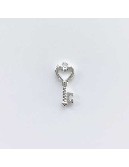 Pendentif clef avec cœur plaqué argent 10 microns par 10 pièces