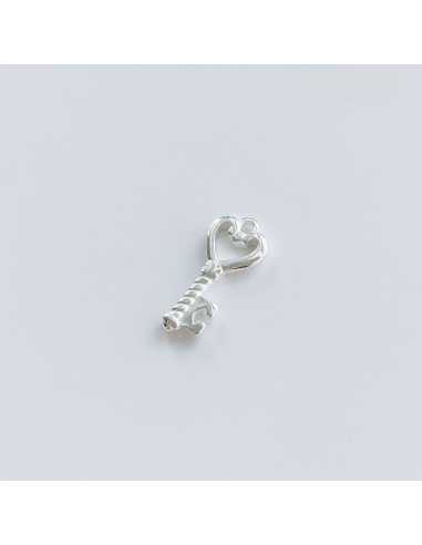 Pendentif clef avec cœur plaqué argent 10 microns par 10 pièces