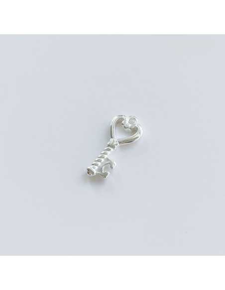 Pendentif clef avec cœur plaqué argent 10 microns par 10 pièces