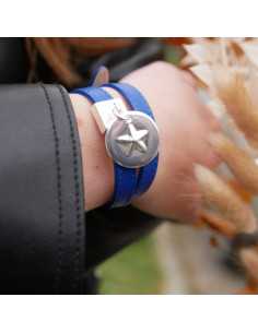 Bracelet double tour en cuir surpiqué 10 mm avec son fermoir à boucle ardillon 10 microns 2