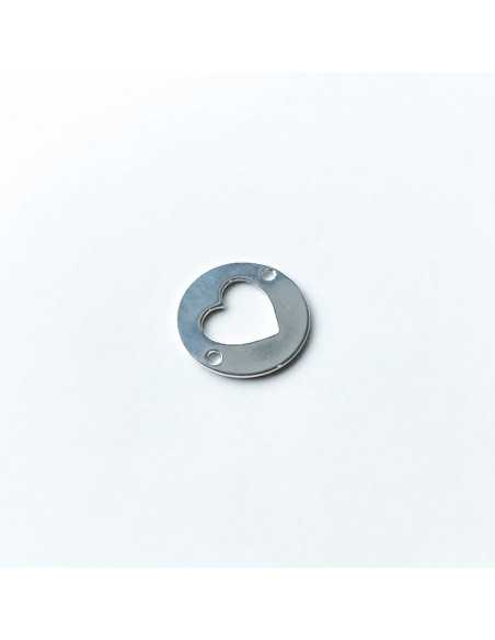 Intercalaire pastille coeur ajourée 20 mm plaqué argent 10 microns par 3 pièces