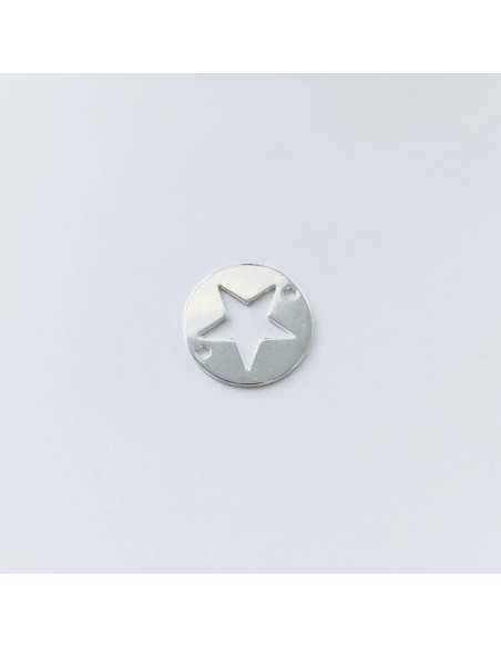 Intercalaire pastille étoile ajourée 20 mm plaqué argent 10 microns par 3 pièces
